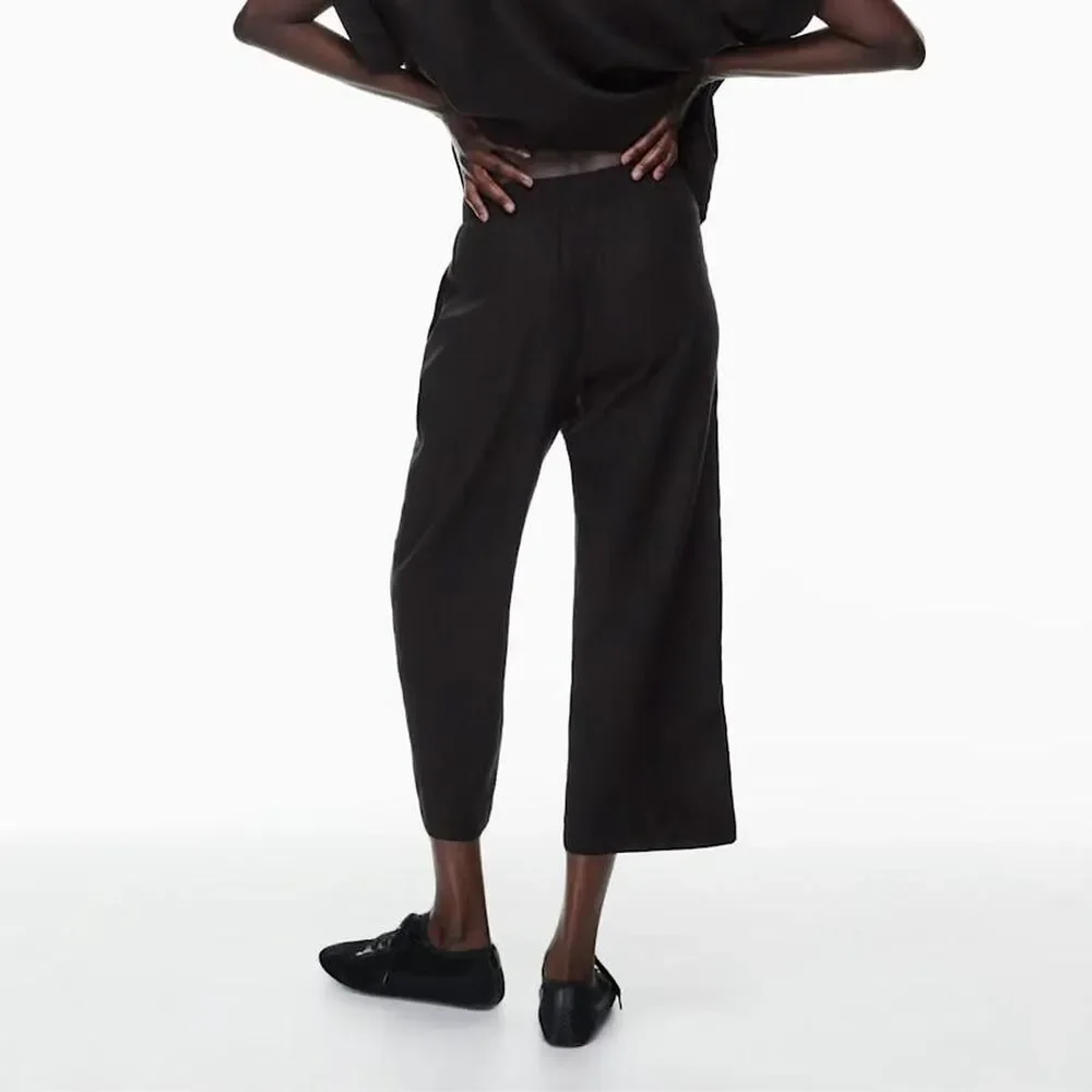 Babaton Sontag Linen Cropped Pants Black